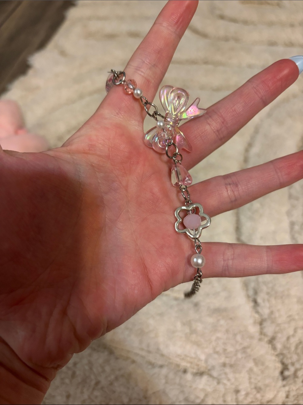 Pink and silver bracelet